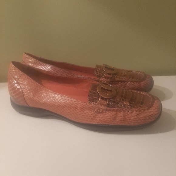 BELLINI "Barcelona " genuine snakeskin Copper/Brown loafers size 9W - Picture 2 of 15